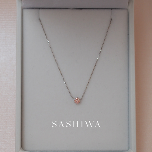一粒ダイヤのネックレス ピンクダイヤモンドを使用 0.16ct 一粒ダイヤのネックレス ピンクダイヤモンドを使用 0.16ct