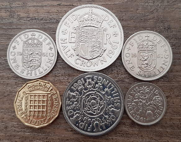 1961年 英国 6種類 コイン セット イギリス 3ペンス 6ペンス シリング