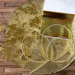 髪飾り(ゴールド) コットンリーフ 水引 金箔 紫陽花 成人式 卒業式 前撮り 6枚目の画像