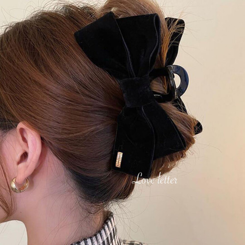 The Hany 黒ベルベットリボンヘアクリップ 好評につき追加販売】ベルベットリボンヘアクリップ / 組曲
