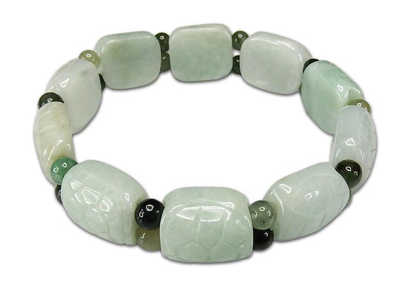 逸品古玉スタイル本翡翠亀紋バングルブレスレット天然石ひすいA3-1  