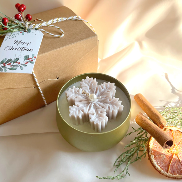 ●香り・お色選べるアロマキャンドル　/ スノーフレイク　クリスマスプレゼント ●　ソイキャンドル　hananowa 3枚目の画像