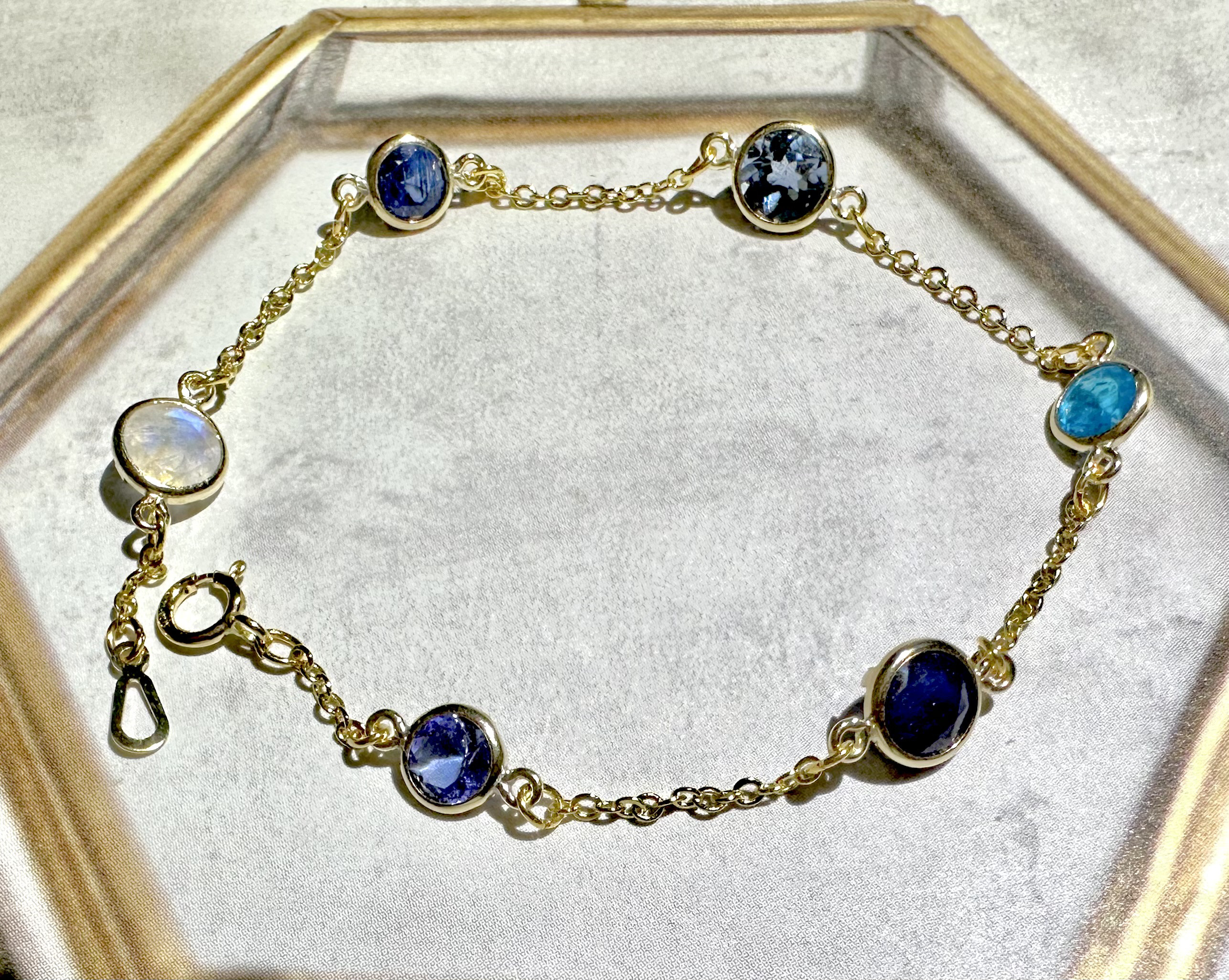 k14gf ブルー ブレスレット（ファセットカット）　6ストーン