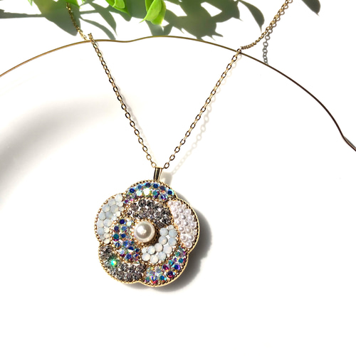 再販×3】グルーデコ カメリア ブローチ & ネックレス 2way セレモニー