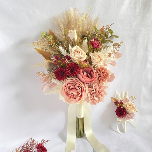 オーダーメイド】くすみピンクローズのアンティーク クラッチブーケ