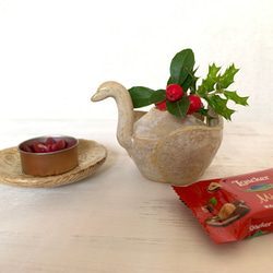 【クリスマスコフレ】スワンの花器&ボタニカル豆皿 2枚目の画像