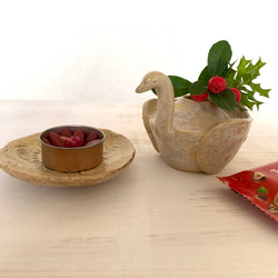 【クリスマスコフレ】スワンの花器&ボタニカル豆皿 4枚目の画像