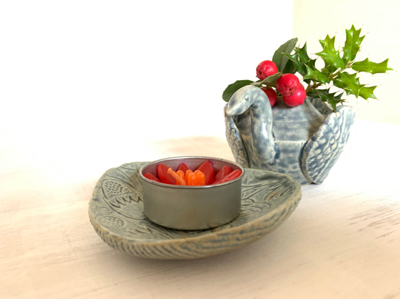【クリスマスコフレ】スワンの花器&ボタニカル豆皿 6枚目の画像
