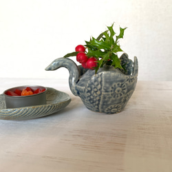【クリスマスコフレ】スワンの花器&ボタニカル豆皿 8枚目の画像