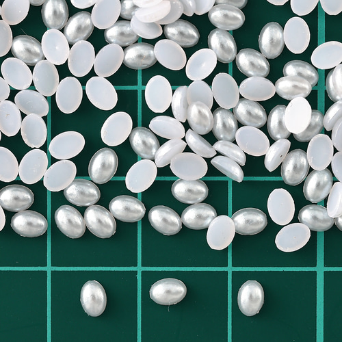ネイルパーツ パール 4mm ホワイト 楕円 1000個 半円 カボション