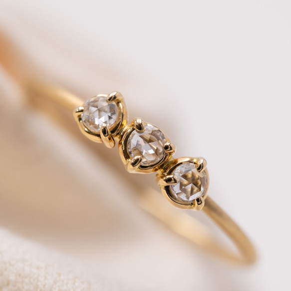 Rose cut Three Diamonds Ring 9枚目の画像