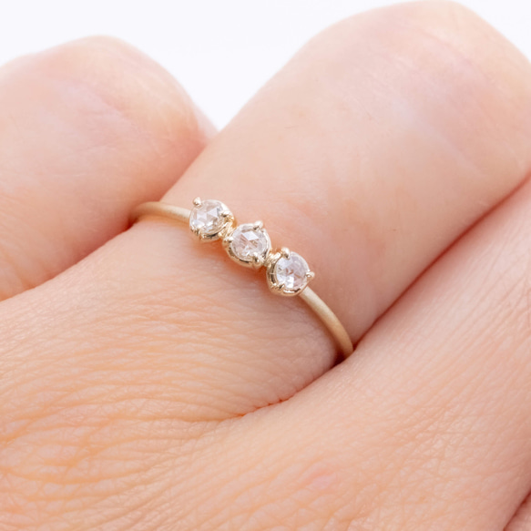 Rose cut Three Diamonds Ring 3枚目の画像