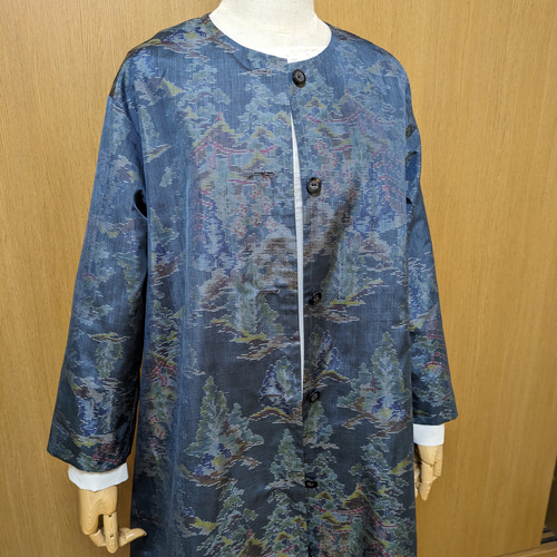 SOLD 着物リメイク ロングコート 大島紬 M〜L コート さらあお SOLD 着物リメイク ロングコート 大島紬 M〜L コート さらあお