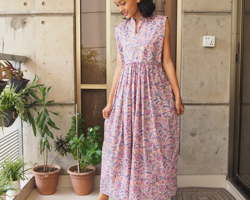 としこ様　ブロックプリント ワンピース　2点 9c8d946a20c5a3d04a259af6064ed4