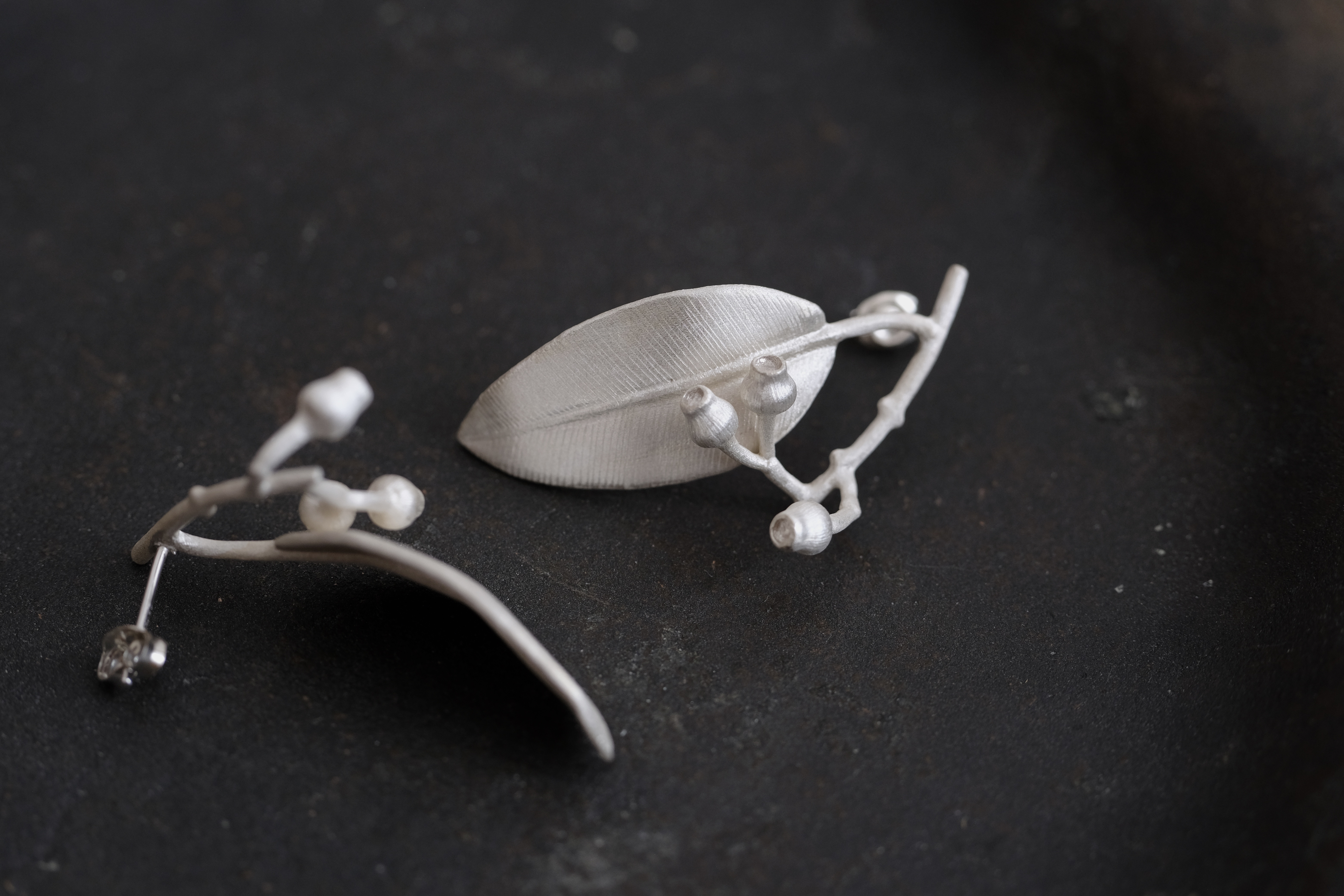 ユーカリベルガムナッツ(ピアス、白)