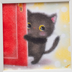 【複製画】「はじめまして黒猫ちゃん」　パステルアート　動物　ねこ　ネコ　イラスト 2枚目の画像
