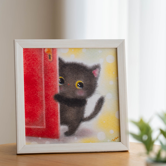 【複製画】「はじめまして黒猫ちゃん」　パステルアート　動物　ねこ　ネコ　イラスト 3枚目の画像