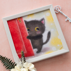 【複製画】「はじめまして黒猫ちゃん」　パステルアート　動物　ねこ　ネコ　イラスト 1枚目の画像