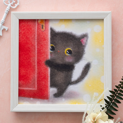 【複製画】「はじめまして黒猫ちゃん」　パステルアート　動物　ねこ　ネコ　イラスト 4枚目の画像