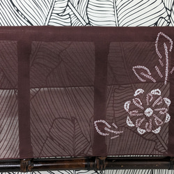 絞り染め　絞り　ハンカチ　花柄　臙脂　コットン　綿 1枚目の画像