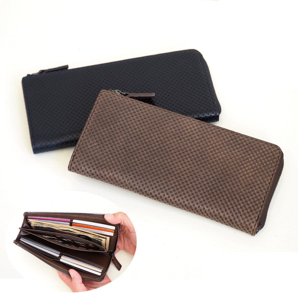 イタリアンレザー　L字ファスナー長財布　テンペスティ 01502