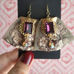 紫色大號珠寶|印度刺繡緞帶/大號東方耳環(耳環)秋季波西米亞舞肚皮舞 第1張的照片