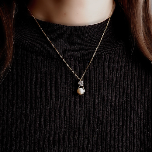 103Nb【オシャレ】ネックレス CZ 人工パール シルバーチェーン　誕生日 シルバー/SV925 ネックレス・チェーン｜いかつめボールチェーン