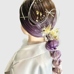 髪飾り(金箔ネット/ゴールド) 金箔 水引 ネット 成人式 前撮り 卒業式 結婚式 4枚目の画像