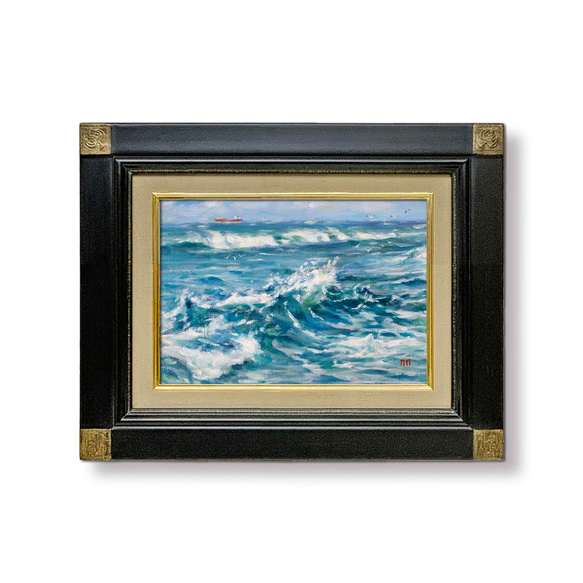 【光る波-3】 油絵　ジークレー・オリジナル版画 SMサイズ〜 4枚目の画像