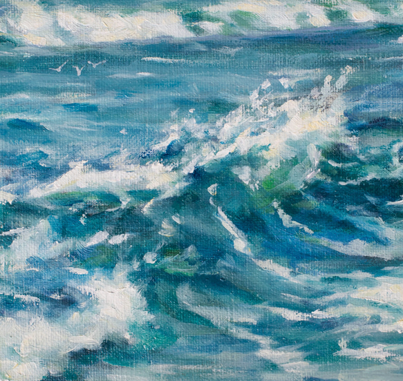 【光る波-3】 油絵　ジークレー・オリジナル版画 SMサイズ〜 2枚目の画像