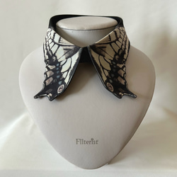 蝶々付け衿:アゲハ蝶-セピア– ＜付け襟＞ 2枚目の画像