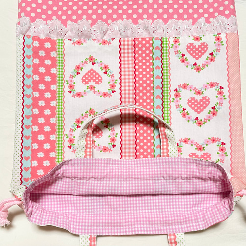 ハンドメイド レッスンバッグ 上履き入れ お着替え袋 アイボリー