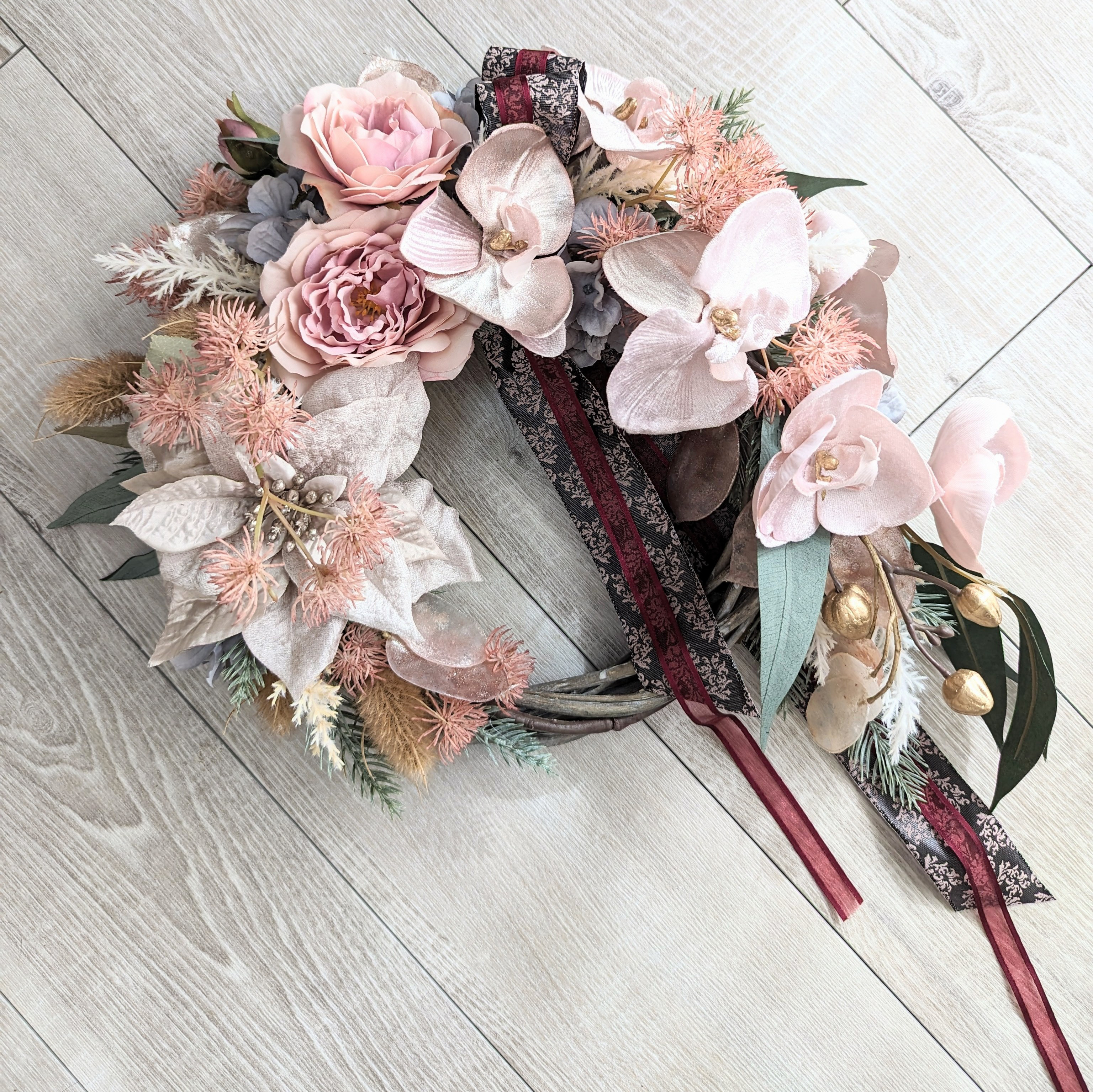 ベルベットファレノとポインセチアのキャロルリースPK/SL  アシンメトリー ギフト