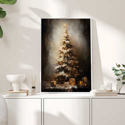 クリスマスツリー Merry Christmas 油絵風 / インテリアポスター 海外アート / XMAS 2 5枚目の画像