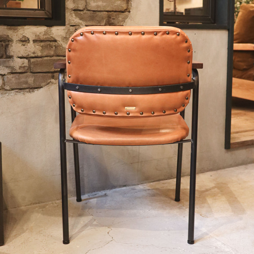 送料無料／[Y.T Chair]ダイニングチェア 本革 ラウンジ アイアンチェア