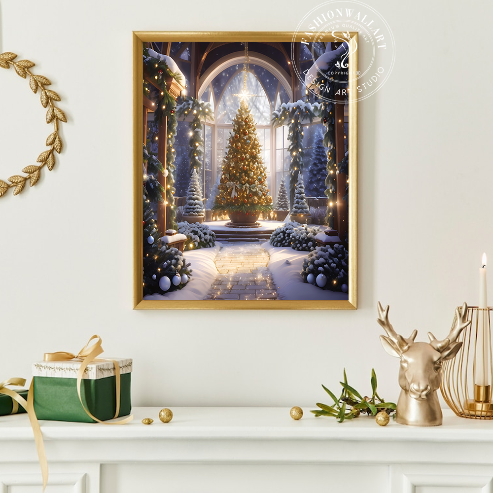 クリスマスツリー ツリー クリスマス 絵画 テクスチャーアート ボタニカルアート