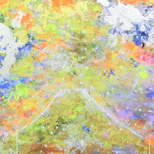 金富士(B)」彩原画 A4 額サイズ 34×46㎝ パワーアート 富士山 絵画