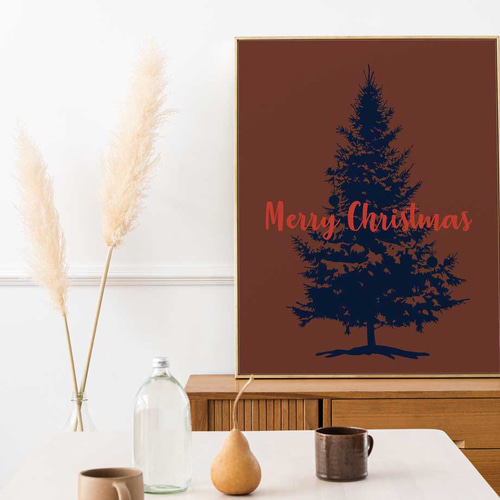 67.クリスマス アート作品 フレーム付き クリスマスマーケット】リース刺繍絵画｜明るい色の無垢材