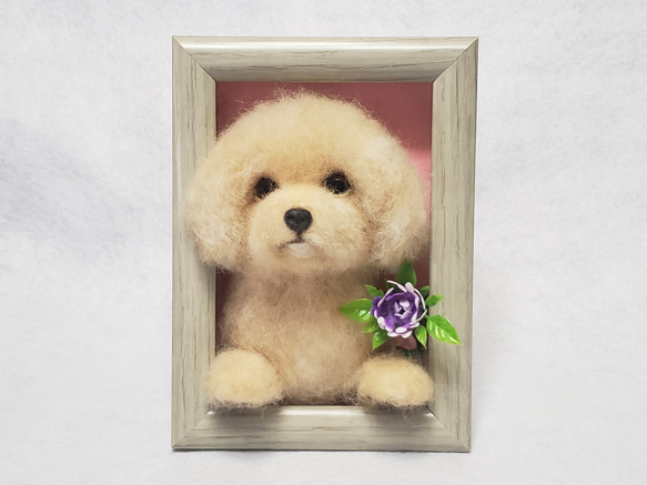 羊毛フェルト オーダー 「リアルで可愛いワンちゃん」額飾り 羊毛フェルト オーダー 「リアルで可愛いワンちゃん」額飾り