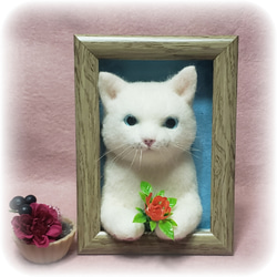 羊毛フェルト オーダー 「リアルで可愛いネコちゃん」額飾り うちの子