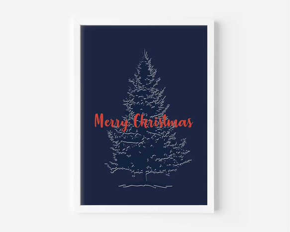 クリスマスツリー、クリスマスポスター、北欧デザイン、シンプル、ミニマルなインテリアに、大人のクリスマス。【C-0518】 4枚目の画像