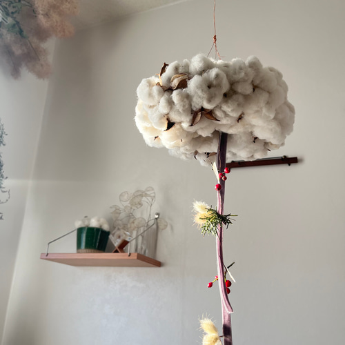 フライングリース(ホワイトコットン) /ドライフラワーコットンフラワー