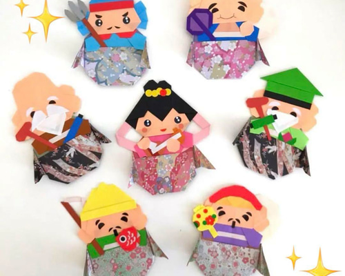 正月飾り》ハンドメイド 折り紙 ひょっこり七福神 おりがみ