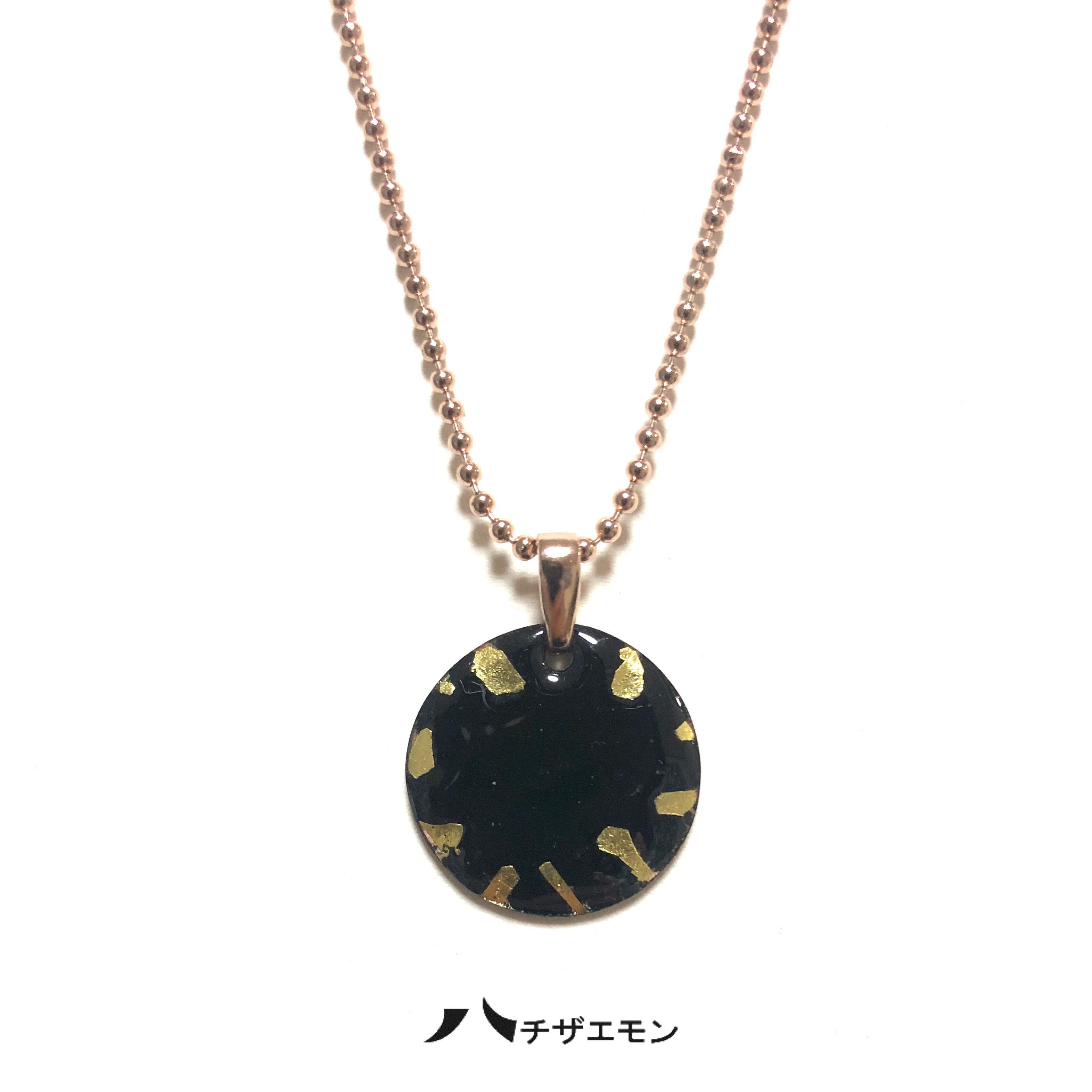 Sunlitka 家型ペンダント ネックレス 円形七宝ペンダント（ブラック×ゴールド） HM-015 ネックレス