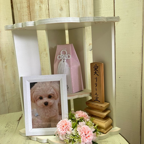 小型仏壇 メモリアルペット仏壇 コーナーフリルお仏壇ステンシルローズ