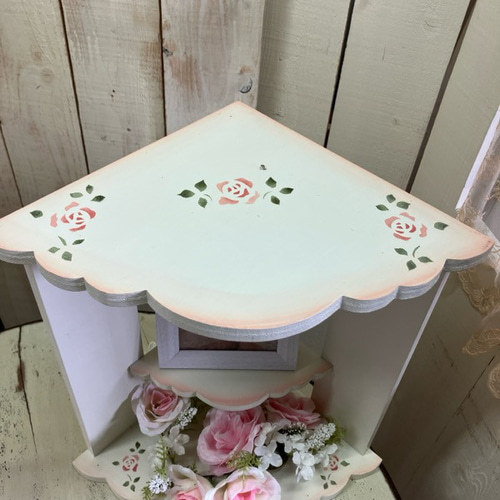 小型仏壇 メモリアルペット仏壇 コーナーフリルお仏壇ステンシルローズ