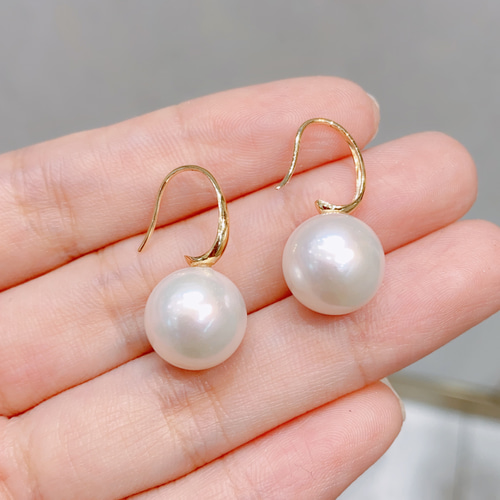 高級】淡水真珠 シンプルフックピアスk18 ピアス（フック・チェーン  