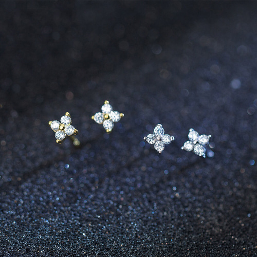 ミニピアス/ノンホール S925製 フラワー 花 小ぶり 小さめ