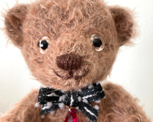 Xmas価格☆茶色のフリル付きのアンティークテディベア