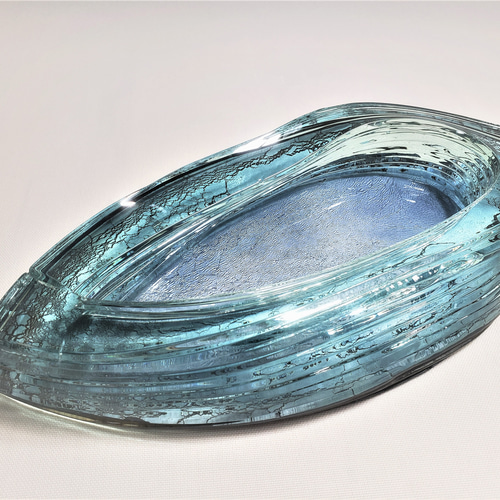 ガラス水盤 花器 積層葉型水盤 一輪挿し・花瓶・花器 スタジオ ガラス水盤 花器 積層葉型水盤 一輪挿し・花瓶・花器 スタジオ